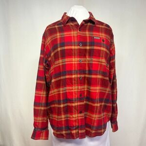Columbia Sportswear Red Plaid Flannel Shirt Men's Large Button Front Cotton